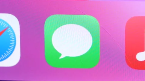 Messages Icon on iPhone screen Stock Footage 162485812