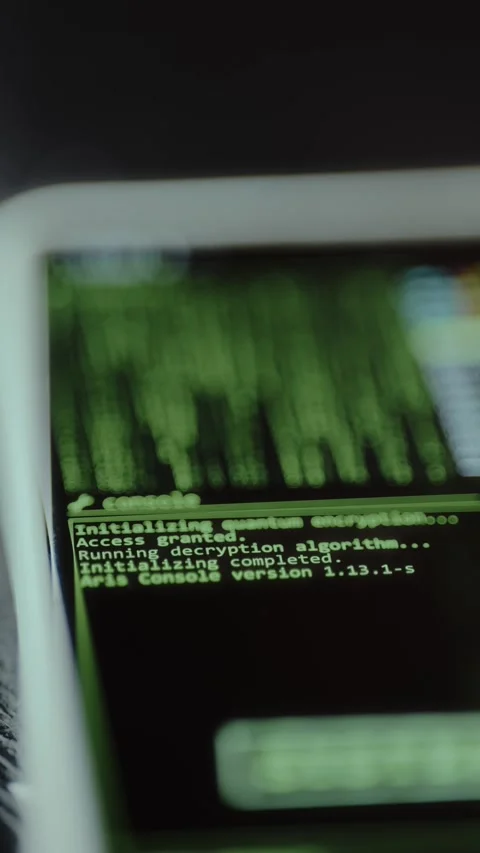 Messages indicating the Initializing and running a decryption algorithm Stock-Footage 326045480