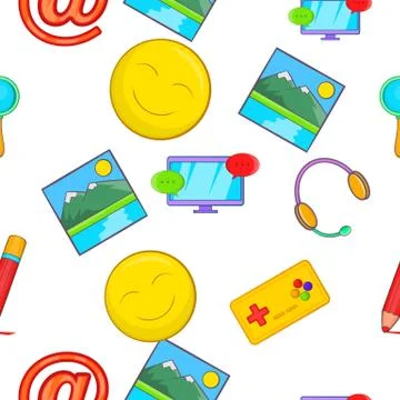 Messages over internet pattern, cartoon style 스톡 일러스트