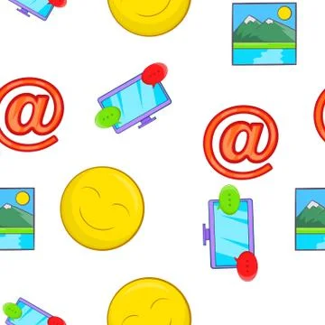 Messages over internet pattern, cartoon style Stock Illustration