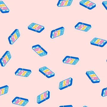 Messaging app bubble hybrid work isometric icon seamless pattern Stock Illustration