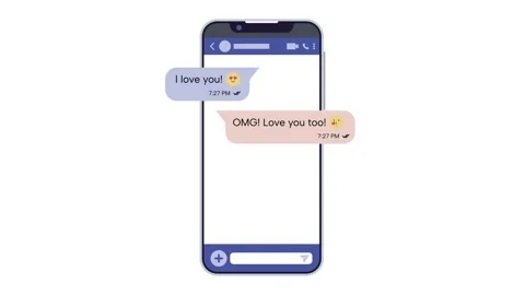 Messaging app conversation with sweet words I Love You and bubble chat 스톡 동영상 301033210
