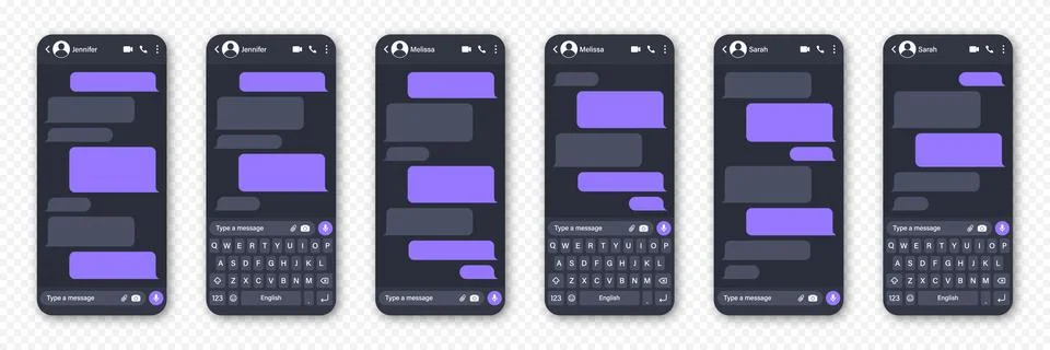 Messaging app design, user interface. Blank SMS text frame. Conversation chat 스톡 일러스트