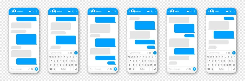 Messaging app design, user interface. Blank SMS text frame. Conversation chat Stock Illustration