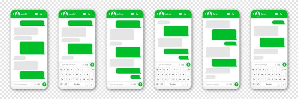 Messaging app design, user interface. Blank SMS text frame. Conversation chat Stock Illustration