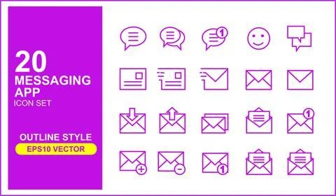 Messaging app icon set. Suitable for user interface design elements Stock Illustration