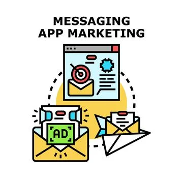 Messaging app marketing program sending advertisement campaign Stock Illustration