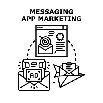 Messaging app marketing program sending advertisement campaign Illustration