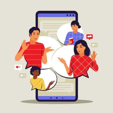 Messaging application concept. Chatting and messaging on smartphone. Short me Stock Illustration