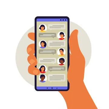 Messaging application concept. Chatting and messaging on smartphone. Short me Stock Illustration