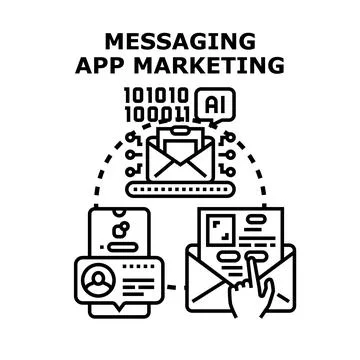 Messaging application marketing strategy with artificial intelligence Stock Illustration