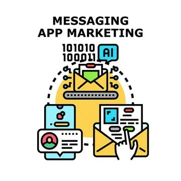 Messaging application marketing strategy with artificial intelligence Illustrazione stock