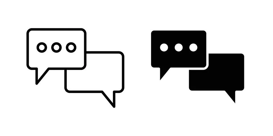 Messaging chat icon drawing lines. Silhouette style vector bundle Stock Illustration