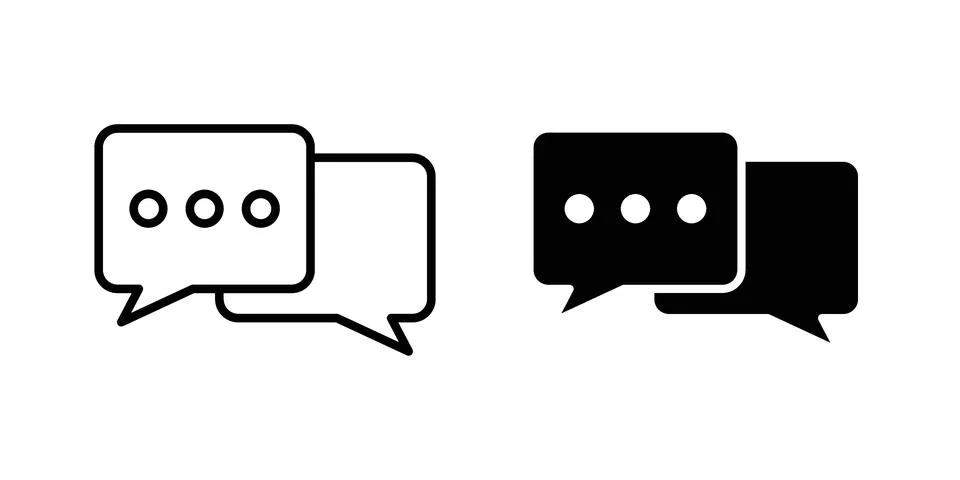 Messaging chat icon silhouette vector set. thin line pack Stock Illustration