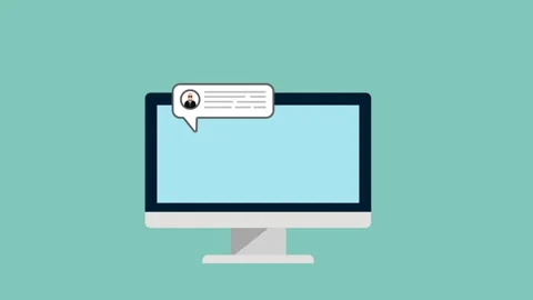 Messaging chat talking on computer device flat animation 4K Stock Footage 262618897