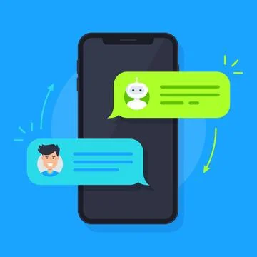 Messaging with chatbot illustration Stock Illustration