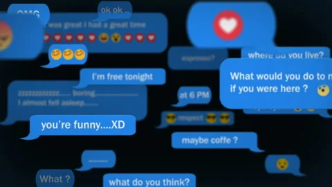 Messaging with emoticons and stickers Stock Footage 85847583