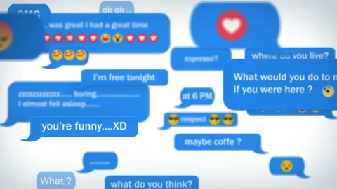 Messaging with emoticons and stickers Stock Footage 85847601