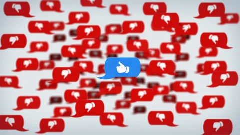 Messaging with emoticons. Thumbs down Stock Footage 85847325
