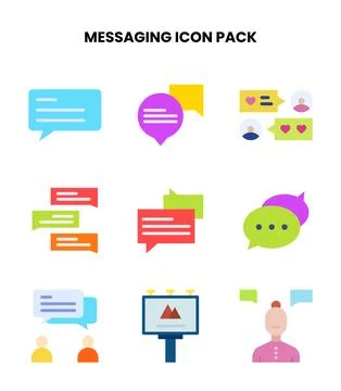 Messaging Flat Collection Icons Pack Ilustração Stock