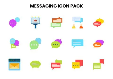 Messaging Flat Graphics Icons Pack Stock Illustration