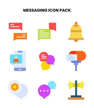 Messaging Flat Set Icons Pack 스톡 일러스트