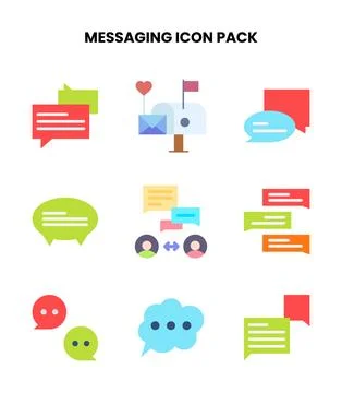 Messaging Flat SVG Icons Pack Illustrazione stock