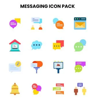 Messaging Flat UI Icons Pack Stockillustratie