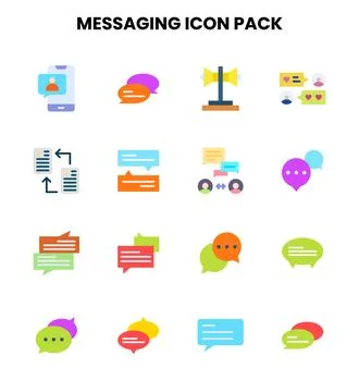 Messaging Flat Vector Icons Pack Stock Illustration