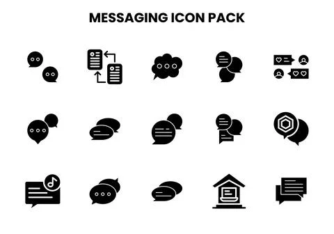 Messaging Glyph Bundle Icons Pack Stock Illustration