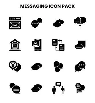 Messaging Glyph Design Icons Pack 스톡 일러스트