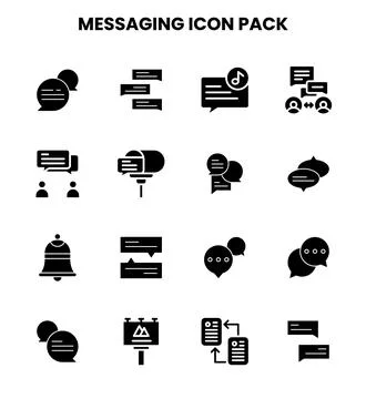 Messaging Glyph Design Icons Pack 스톡 일러스트