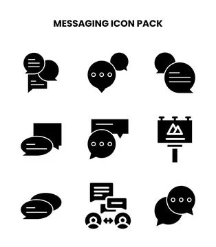 Messaging Glyph Graphics Icons Pack Stock Illustration