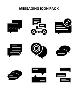 Messaging Glyph Icons Pack Stock Illustration