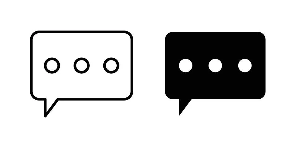 Messaging icon solid, line, and editable vector set. Stock Illustration