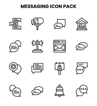 Messaging Line Collection Icons Pack 스톡 일러스트