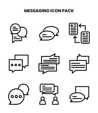 Messaging Line Set Icons Pack Stock Illustration