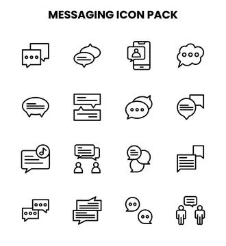 Messaging Line Vector Icons Pack Stock Illustration
