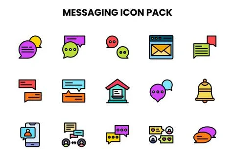 Messaging Lineal Color Bundle Icons Pack 스톡 일러스트