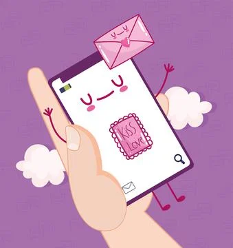 Messaging love with mobile Stock Illustration