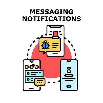 Messaging notifications and communication on mobile devices Stock Illustration