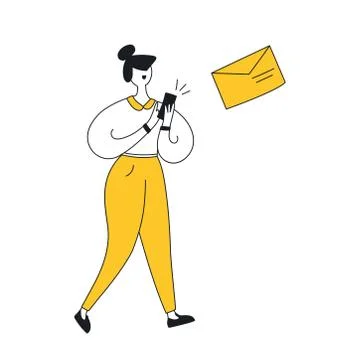 Messaging, sending an envelope from the mobile phone Stock Illustration