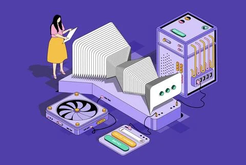 Messaging Service Isometric Scene Stock Illustration