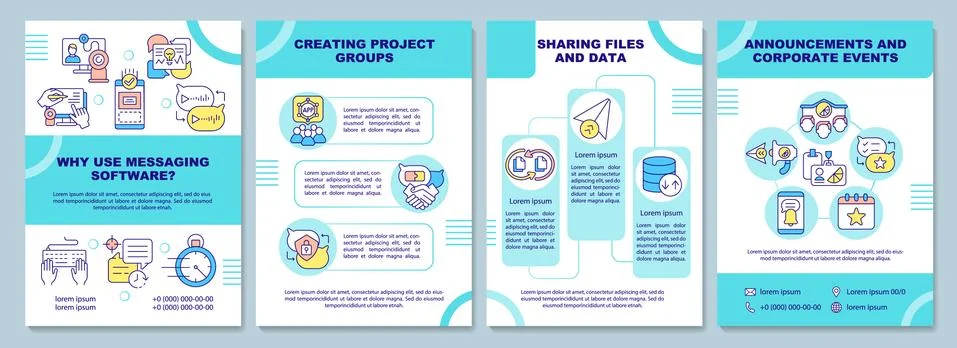 Messaging software brochure template 库存插图