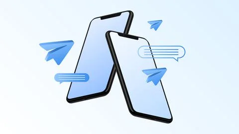 Messaging, Texting on Smartphone. Mockup with Paper Plane Stock Illustration