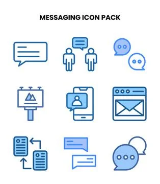 Messaging Two Colour Graphics Icons Pack Stock Illustration