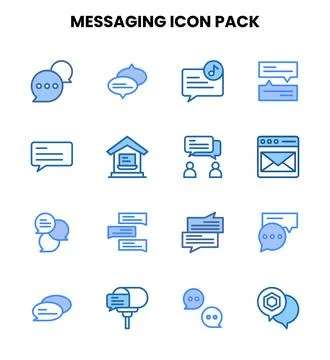 Messaging Two Colour Icons Pack Stock Illustration