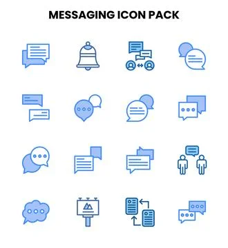 Messaging Two Colour UI Icons Pack Stock Illustration