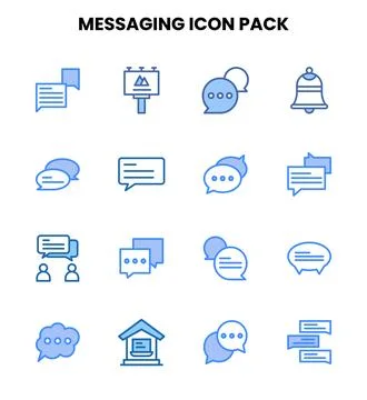 Messaging Two Colour Vector Icons Pack Stock Illustration