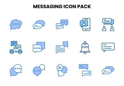 Messaging Two Colour Vector Icons Pack Stock Illustration